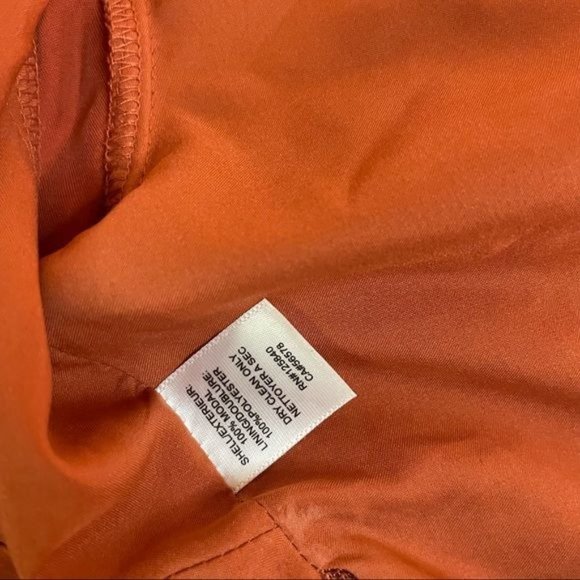 INTERMIX MODAL DEEP V NECK FAUX WRAP SIDE TIE LONG SLEEVE CROPPED BLOUSE ORANGE - Picture 3 of 6